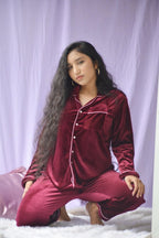 Wine Velvet PJ Set - Comfy Nights