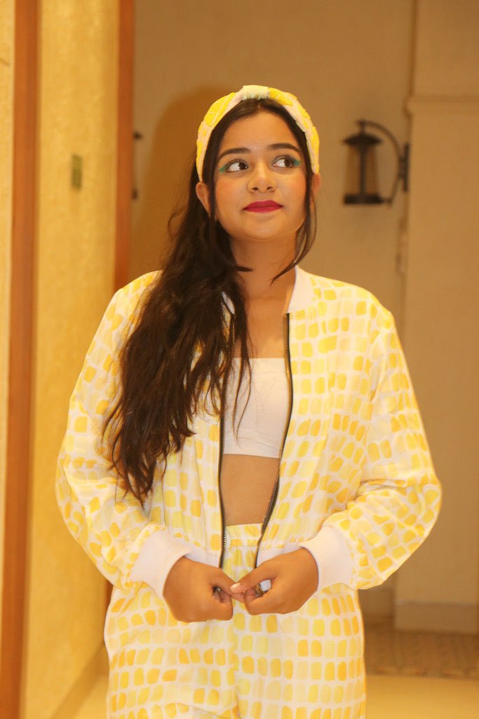 Yellow Ellipse Bomber Jacket - Comfy Nights