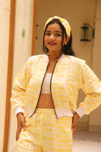 Yellow Ellipse Bomber Jacket - Comfy Nights