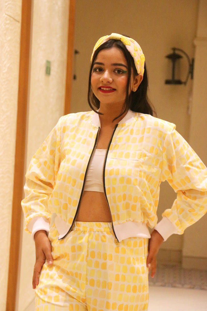 Yellow Ellipse Bomber Jacket - Comfy Nights