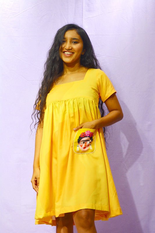 Yellow Patch Pocket Dress - Comfy Nights