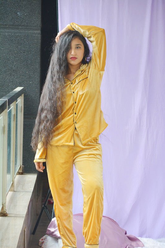 Yellow Velvet PJ Set - Comfy Nights